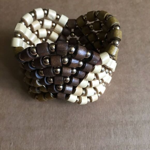 Neutral stretch Unbranded bracelet gold color beads brown tan - Picture 5 of 7